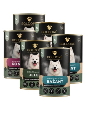 Zestaw karma mokra dla psa Monobiałkowa Jeleń / Konina / Bażant 6x800g (dorosły)
