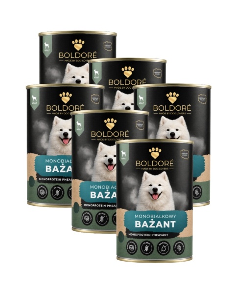 Zestaw Karma mokra dla psa Monoproteinowy Bażant 6x800g (dorosły)
