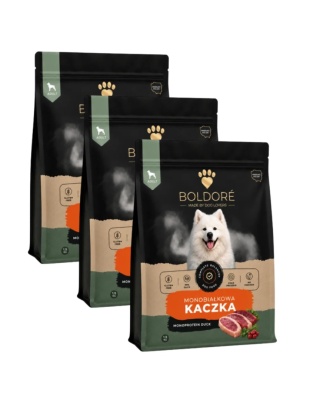 Zestaw karma sucha dla psa Monobiałkowa Kaczka 3x1,5kg (dorosły)