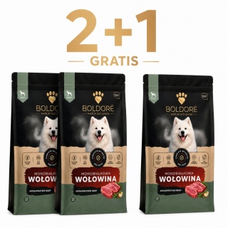 Zestaw karma sucha dla psa Monobiałkowa Wołowina 3x1,5kg (dorosły)